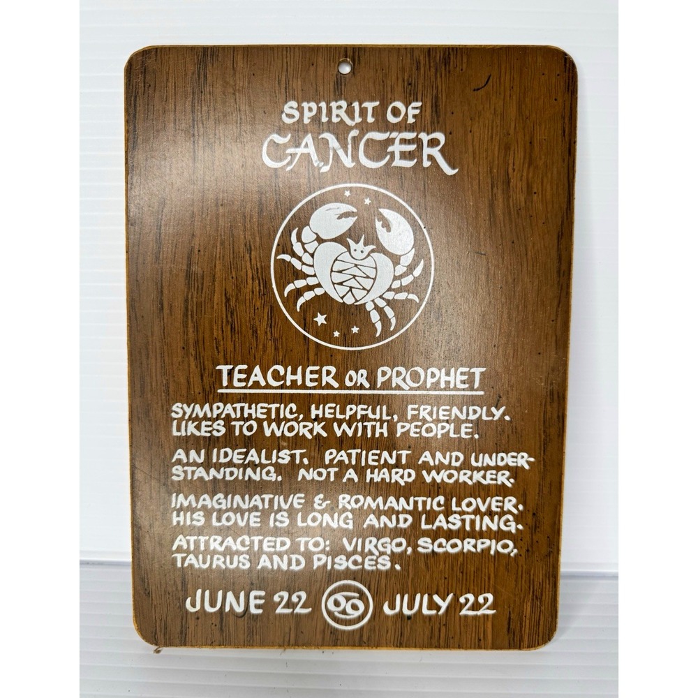 Cancer Zodiac Astrology Printed Wood Wall Plaque, Ready To Hang, Medium
